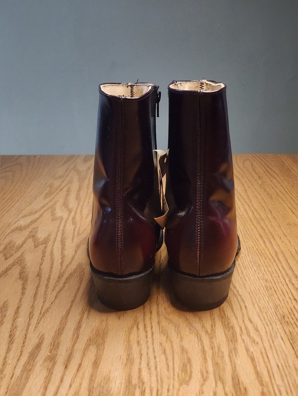 Leather Cowboy Boots New Cherry Mens Size 10 Ankle Zipper Biker Western - Picture 5 of 13